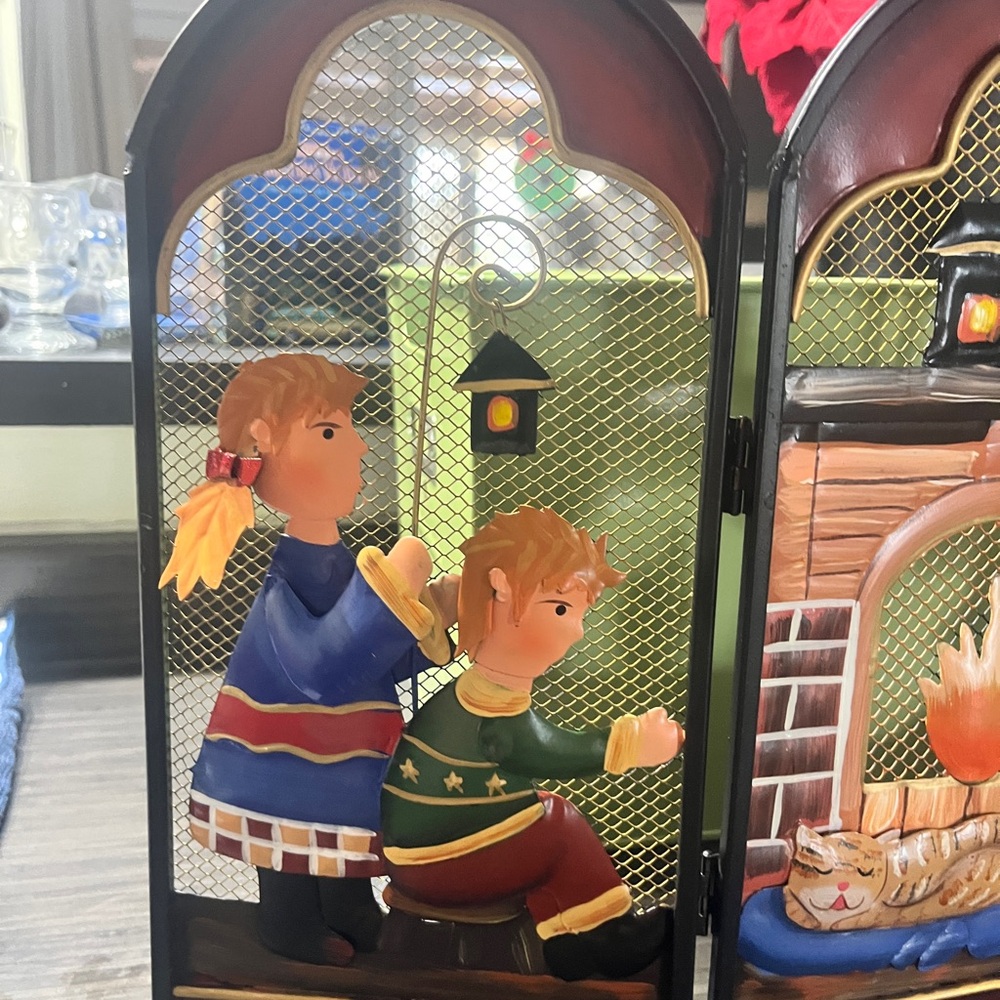 SOLD!!Avon Colorful Fireplace Screen with Children Design